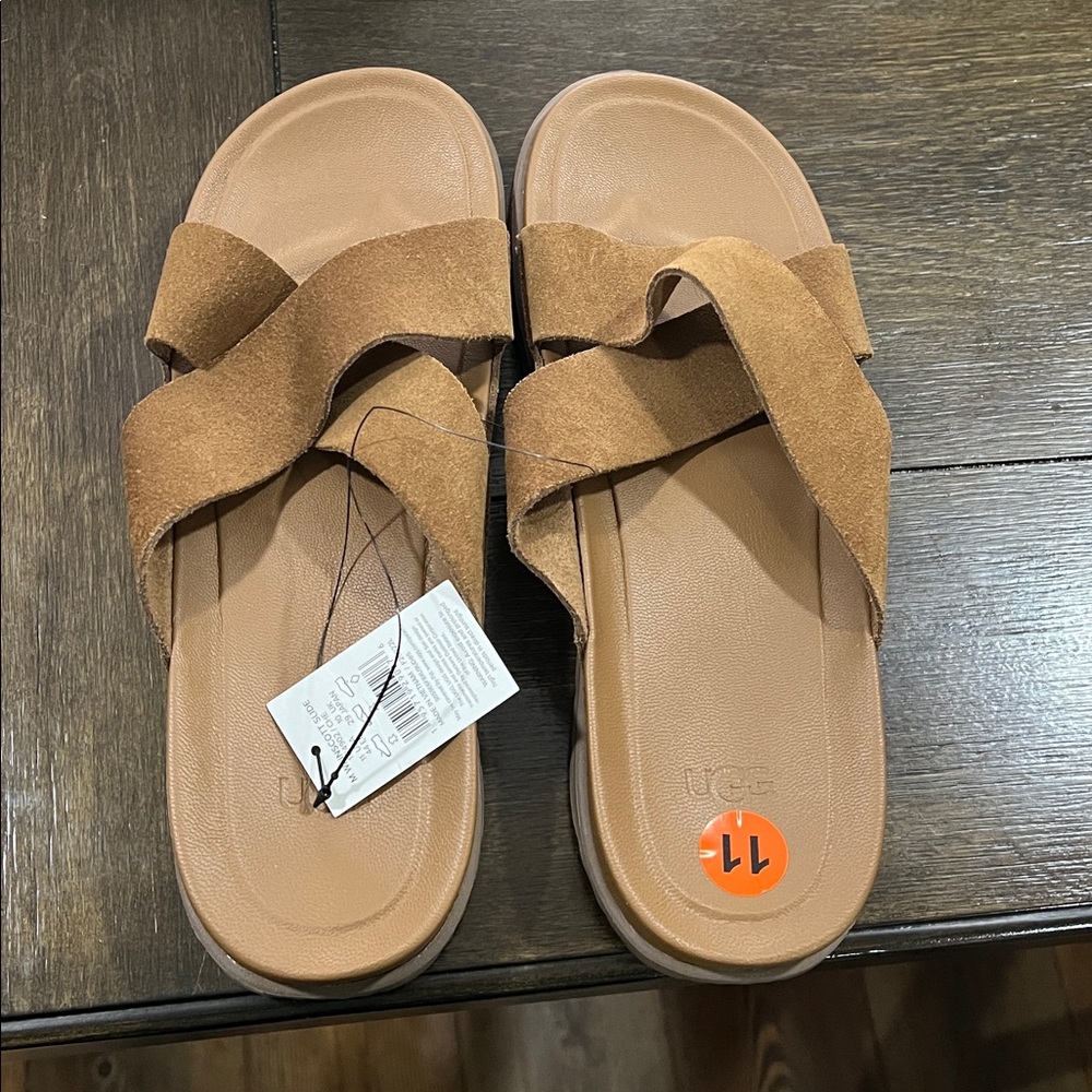 UGG Tan Cross-Strap Slides